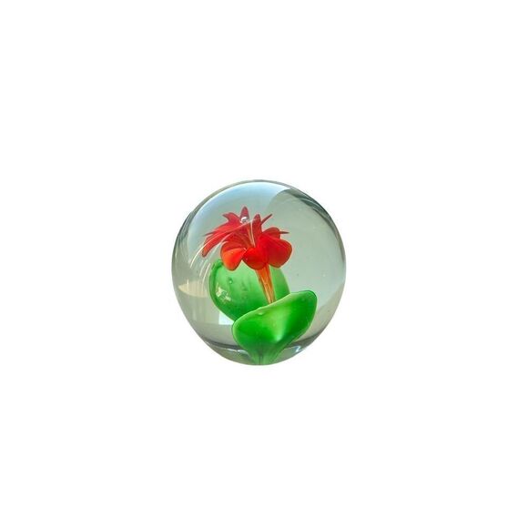 Lilian Vernon signed glass paperweight Mount Vernon New York rounded red colorfu - Picture 5 of 11